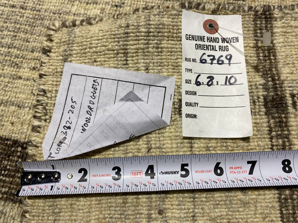 6.8 x 10 New Flat Weave Wool Modern Burberry Rug Double Sided #F-6769