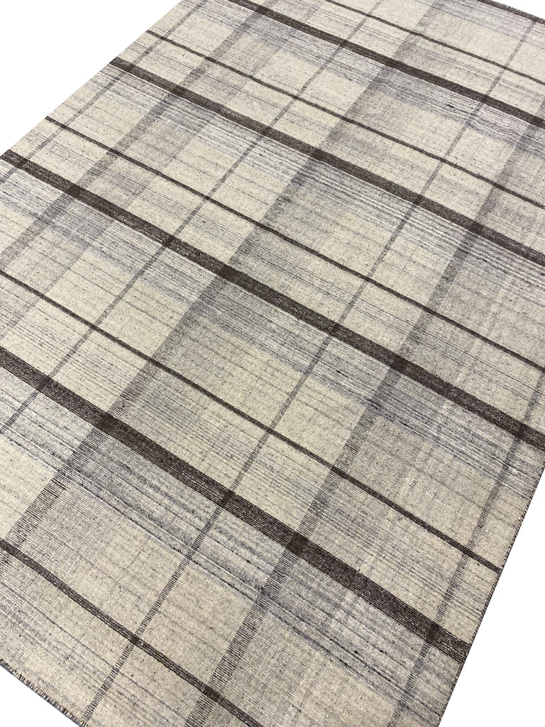 6.8 x 10 New Flat Weave Wool Modern Burberry Rug Double Sided #F-6769
