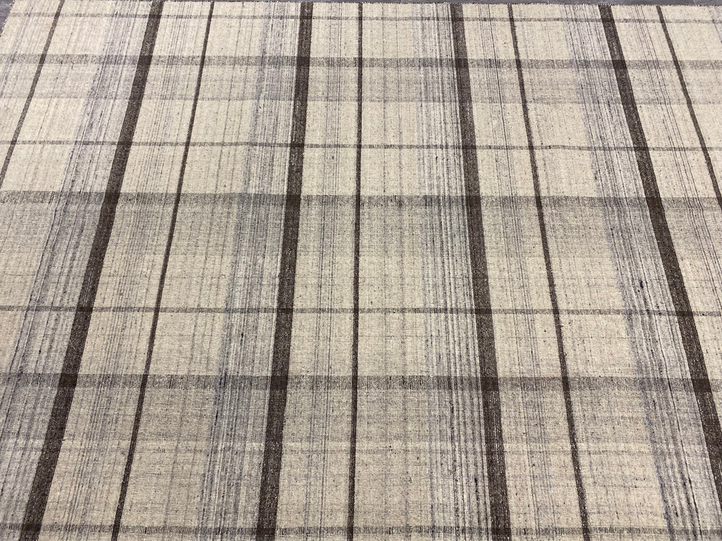 6.8 x 10 New Flat Weave Wool Modern Burberry Rug Double Sided #F-6769