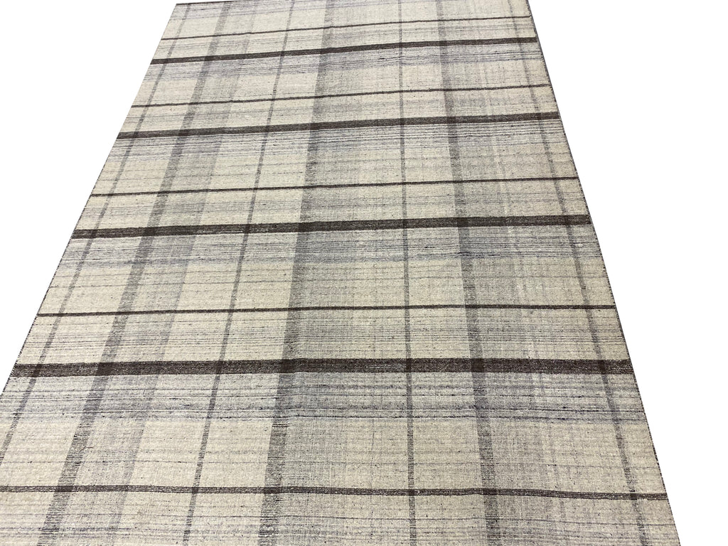 6.8 x 10 New Flat Weave Wool Modern Burberry Rug Double Sided #F-6769