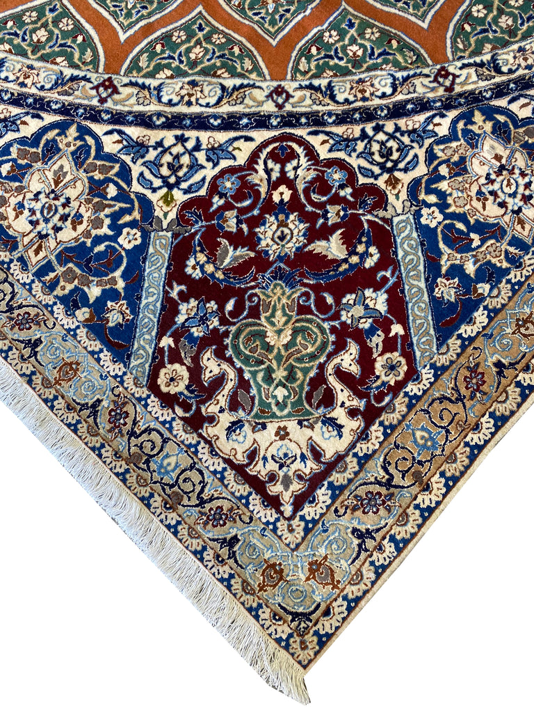 9 x 9.6 SQAURE SUPER HIGH QUALITY Wool and Silk Authentic Persian Nain Rug 500 KPSI FANCY ELEGANT #PIX-21944