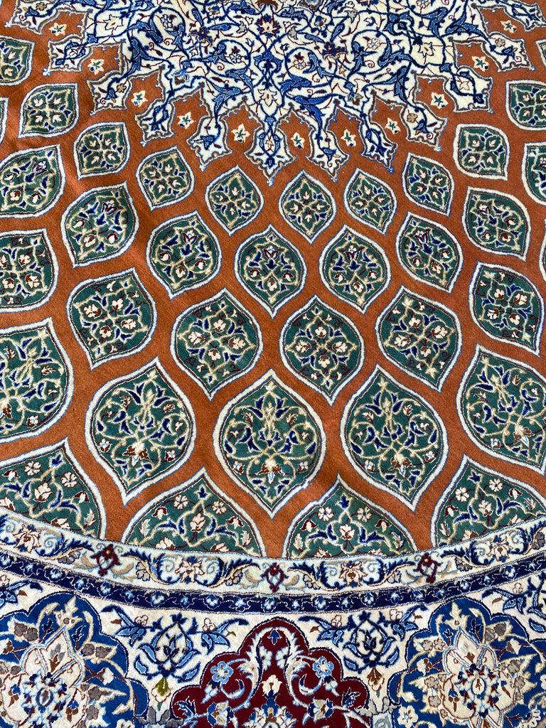 9 x 9.6 SQAURE SUPER HIGH QUALITY Wool and Silk Authentic Persian Nain Rug 500 KPSI FANCY ELEGANT #PIX-21944