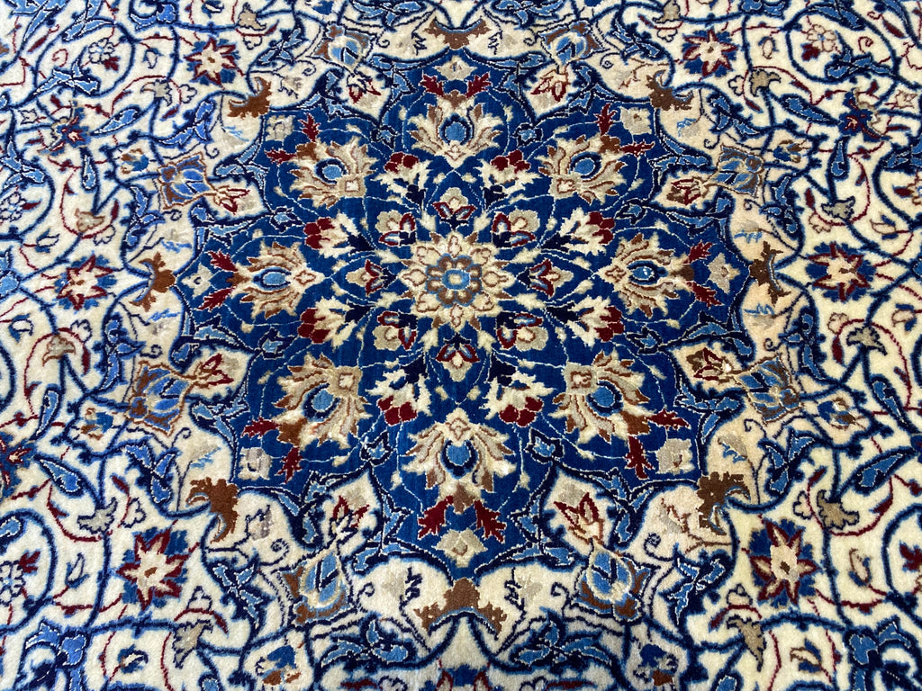 9 x 9.6 SQAURE SUPER HIGH QUALITY Wool and Silk Authentic Persian Nain Rug 500 KPSI FANCY ELEGANT #PIX-21944