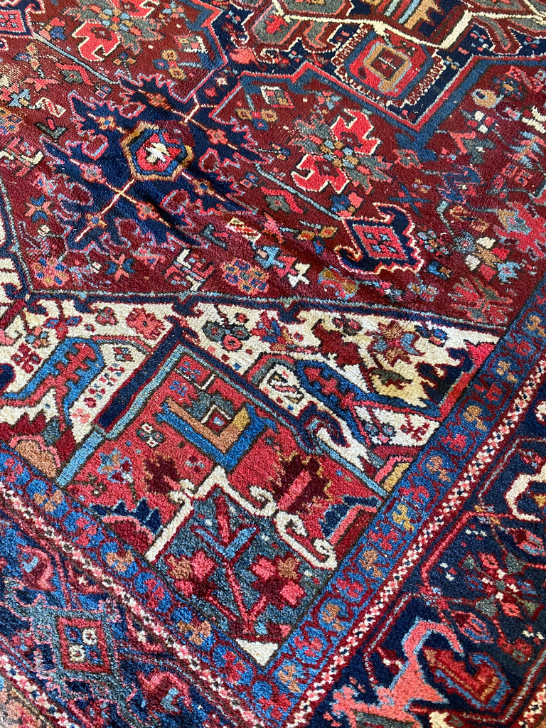 9.1 x 11 Semi-Antique Persian Heriz Tribal Rug #F-6770