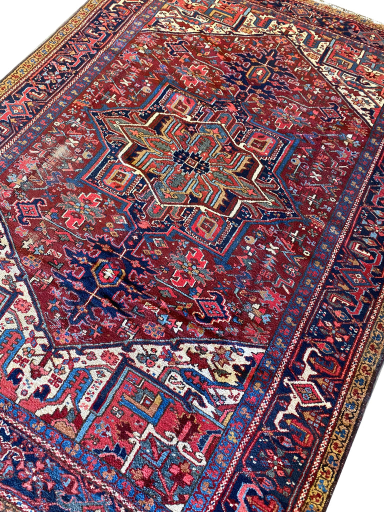 9.1 x 11 Semi-Antique Persian Heriz Tribal Rug #F-6770