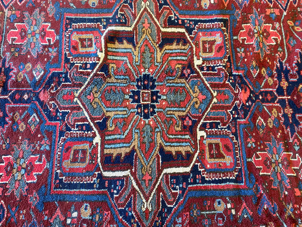 9.1 x 11 Semi-Antique Persian Heriz Tribal Rug #F-6770