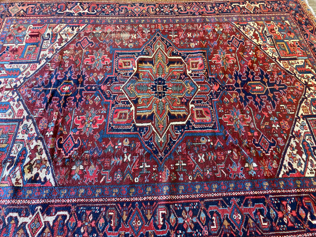 9.1 x 11 Semi-Antique Persian Heriz Tribal Rug #F-6770