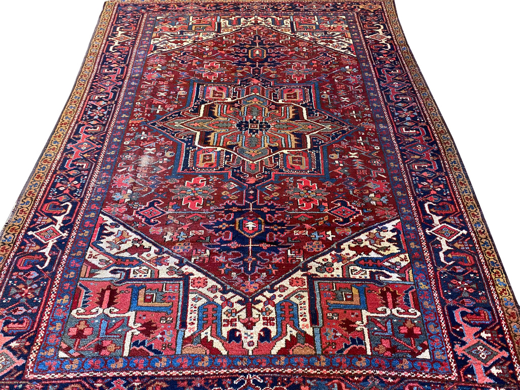 9.1 x 11 Semi-Antique Persian Heriz Tribal Rug #F-6770