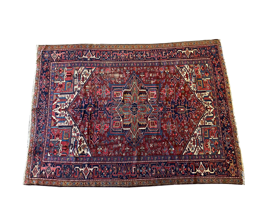 9.1 x 11 Semi-Antique Persian Heriz Tribal Rug #F-6770