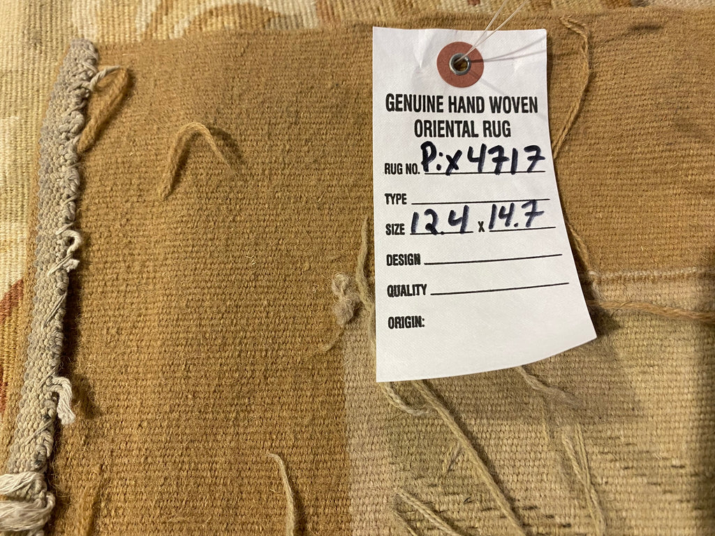 12.4 x 14.7 Fine Flat Weave French Aubusson Rug #PIX-4717