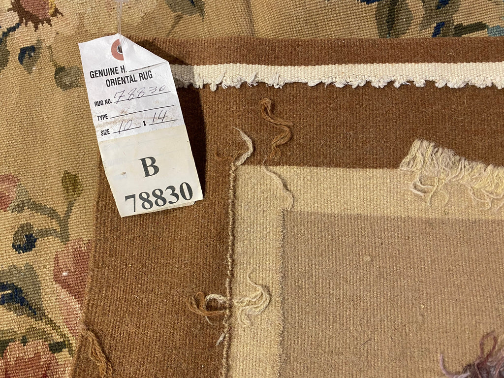 10 x 14 Beige Fine Flat-woven Aubusson Rug 78830