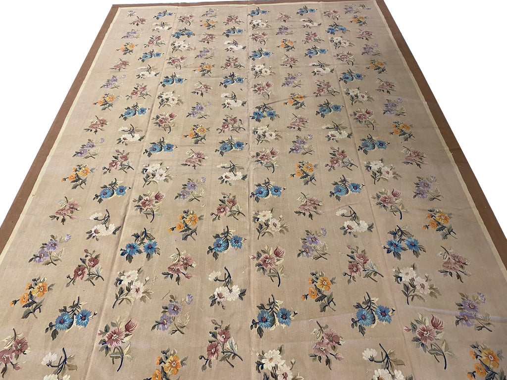 10 x 14 Beige Fine Flat-woven Aubusson Rug 78830