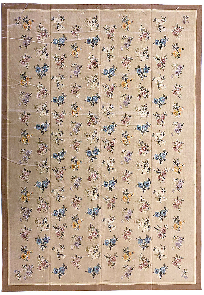 10 x 14 Beige Fine Flat-woven Aubusson Rug 78830