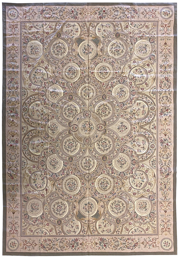 9.8 x 14.2 Multi Color Aubusson Flat Weave Rug 4702