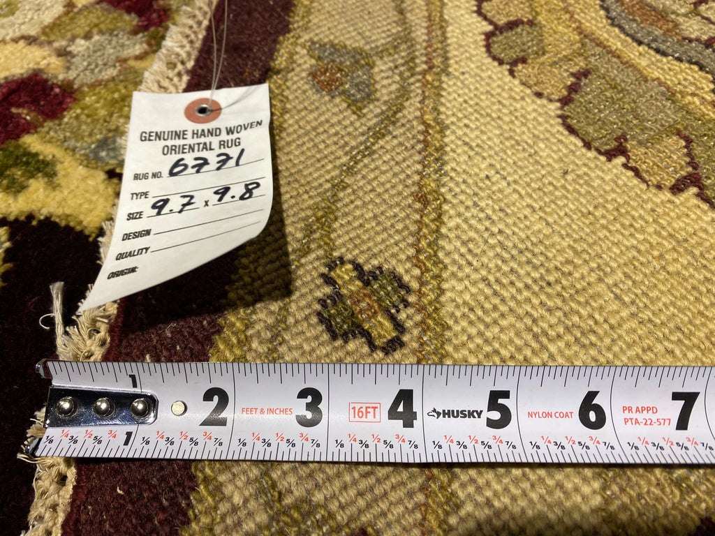 9.7 x 9.8 feet ROUND Handmade Wool Rug DARK BROWN #F-6771