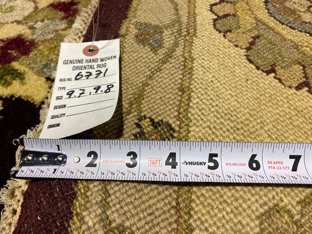 9.7 x 9.8 feet ROUND Handmade Wool Rug DARK BROWN #F-6771