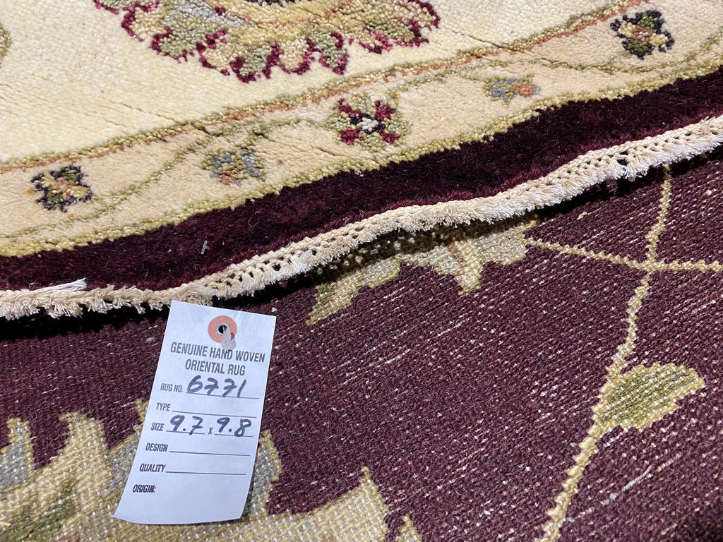 9.7 x 9.8 feet ROUND Handmade Wool Rug DARK BROWN #F-6771