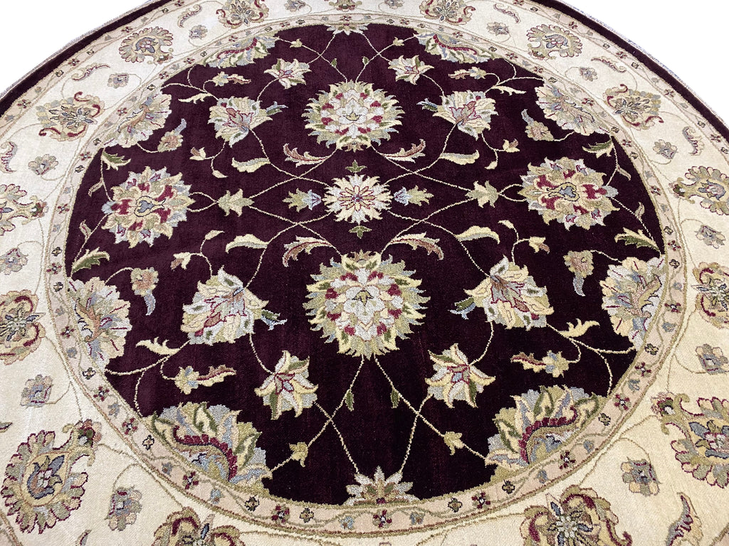 9.7 x 9.8 feet ROUND Handmade Wool Rug DARK BROWN #F-6771