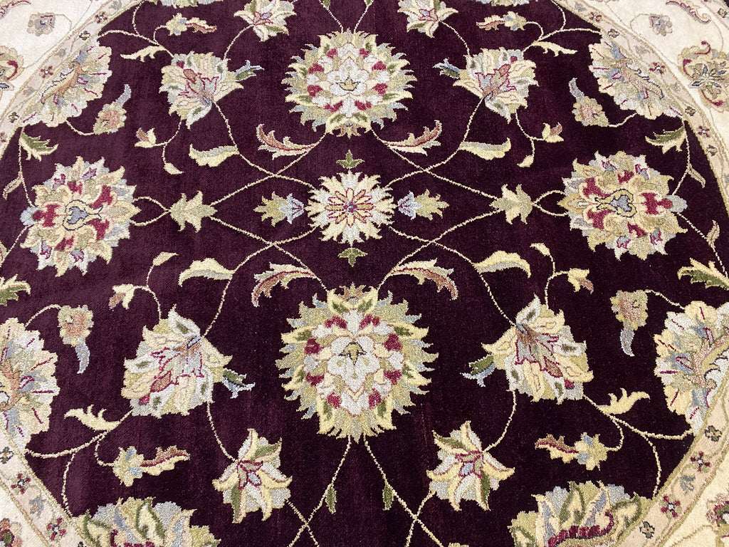 9.7 x 9.8 feet ROUND Handmade Wool Rug DARK BROWN #F-6771