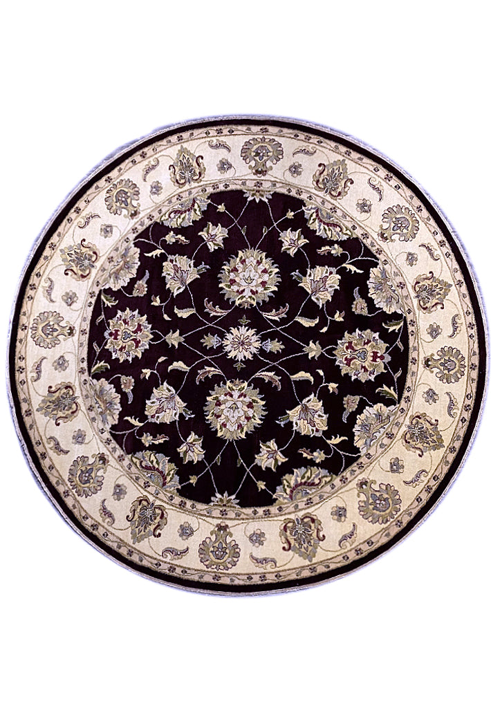 9.7 x 9.8 feet ROUND Handmade Wool Rug DARK BROWN #F-6771