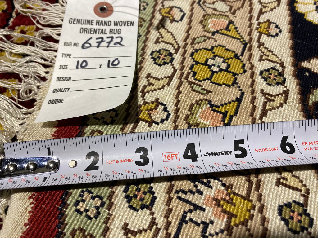 10 x 10 Feet Round Handmade Silk Rug #F-6772