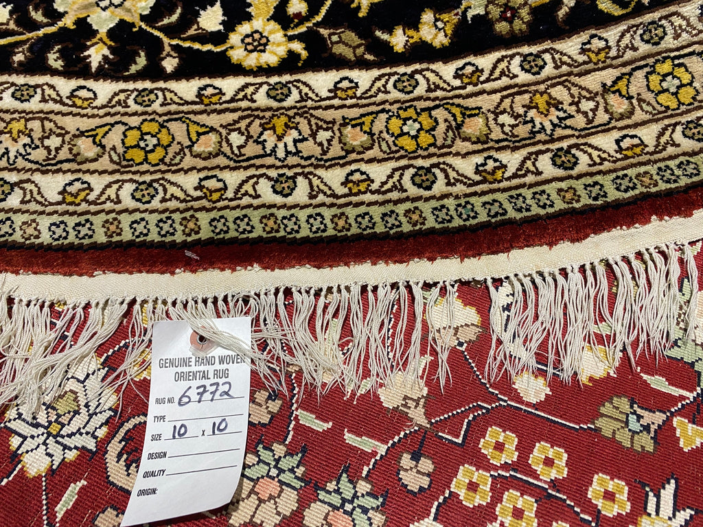 10 x 10 Feet Round Handmade Silk Rug #F-6772