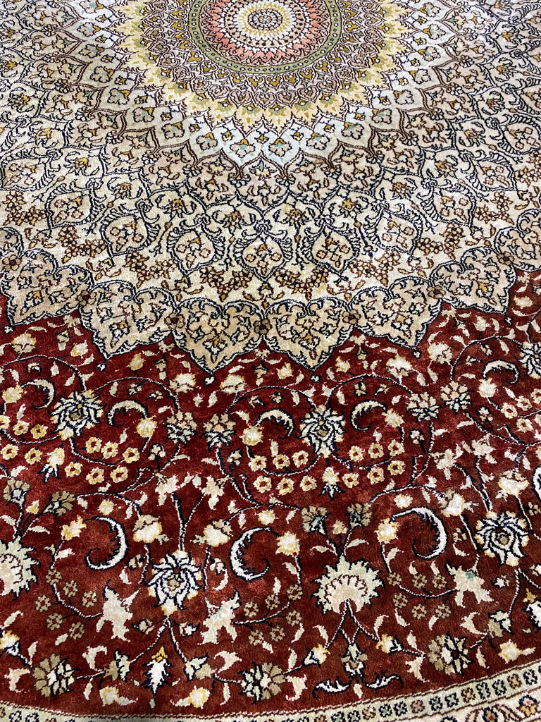 10 x 10 Feet Round Handmade Silk Rug #F-6772