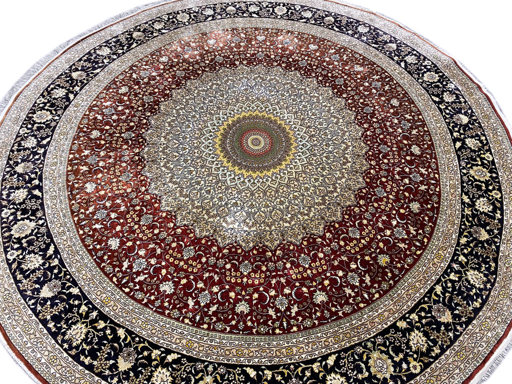10 x 10 Feet Round Handmade Silk Rug #F-6772