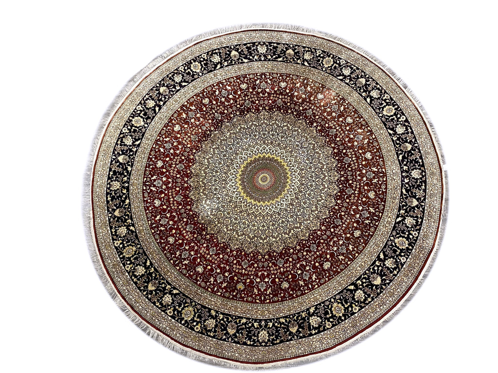 10 x 10 Feet Round Handmade Silk Rug #F-6772