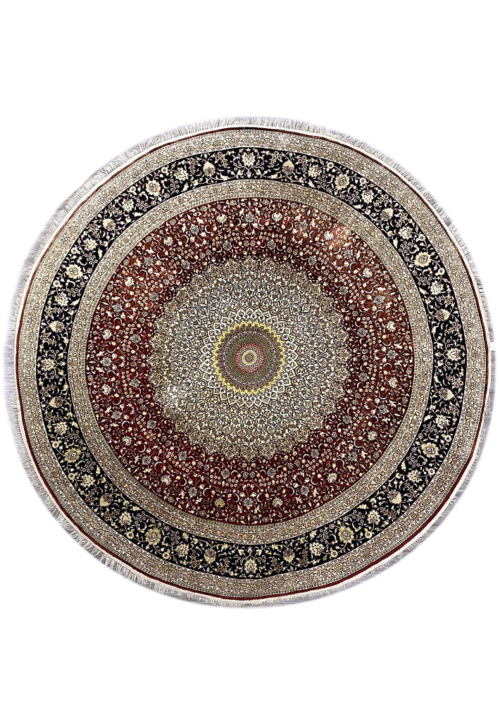 10 x 10 Feet Round Handmade Silk Rug #F-6772