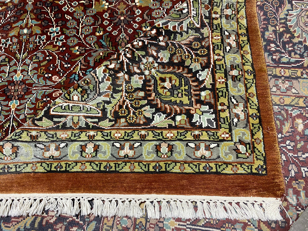 9.10 x 14.5 Quality Kashmir Silk Rug BURGUNDY #F-6773