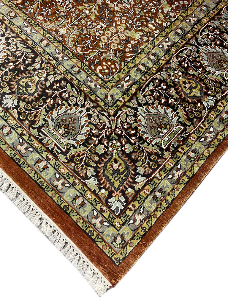 9.10 x 14.5 Quality Kashmir Silk Rug BURGUNDY #F-6773