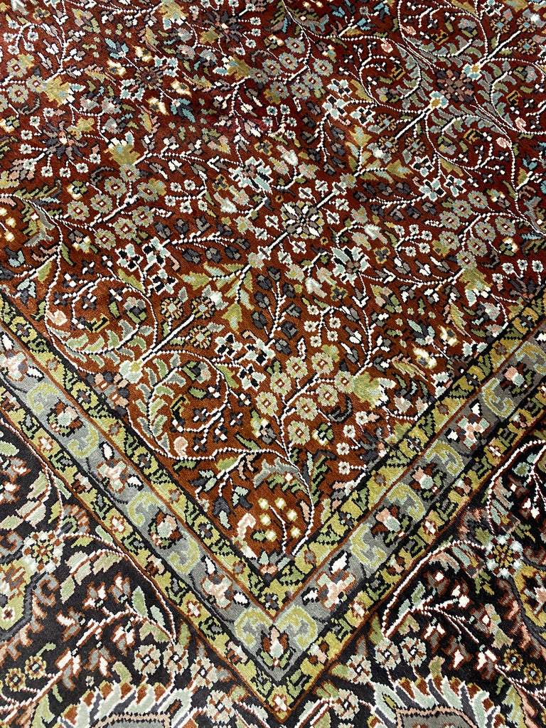 9.10 x 14.5 Quality Kashmir Silk Rug BURGUNDY #F-6773