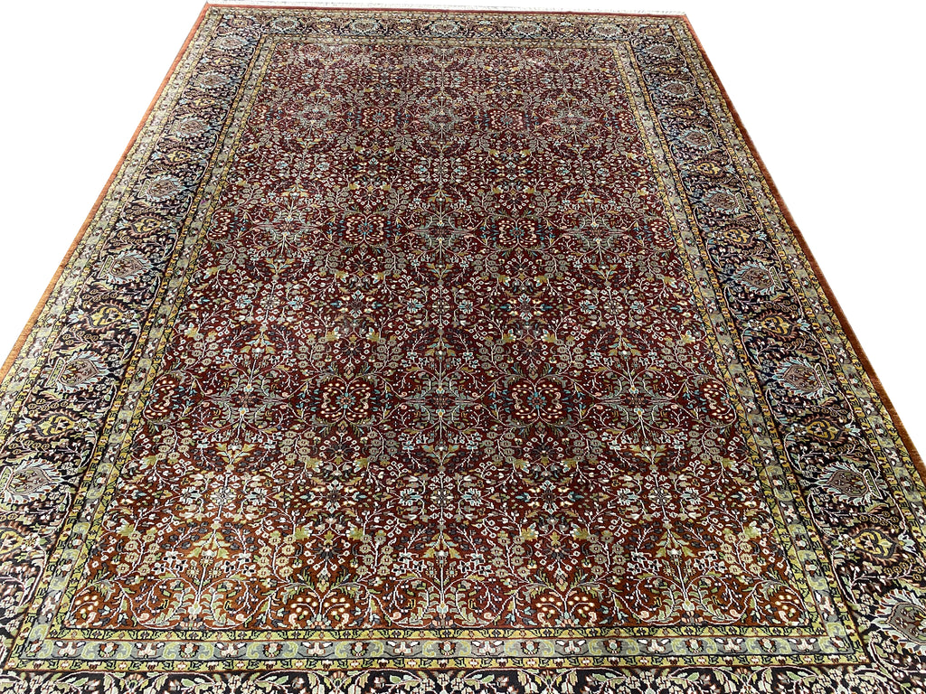 9.10 x 14.5 Quality Kashmir Silk Rug BURGUNDY #F-6773