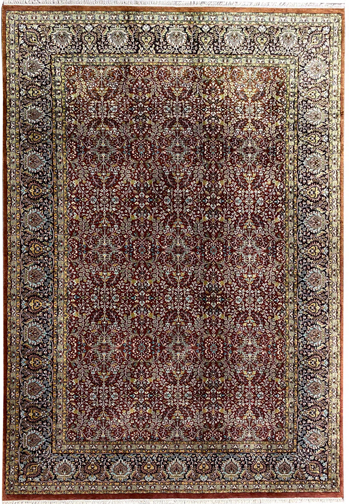 9.10 x 14.5 Quality Kashmir Silk Rug BURGUNDY #F-6773