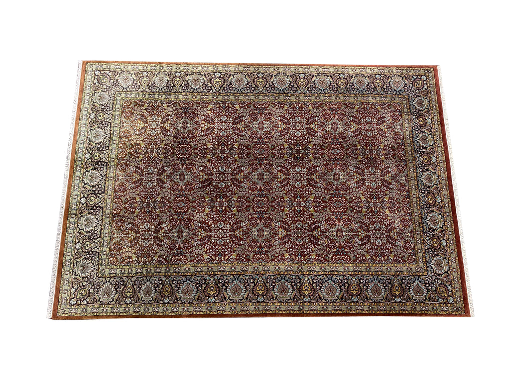 9.10 x 14.5 Quality Kashmir Silk Rug BURGUNDY #F-6773