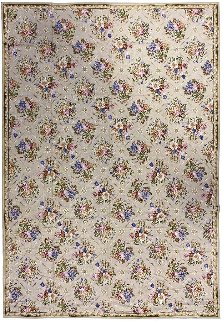 10 x 14 French Country Floral Needlepoint Rug #PIX-5740