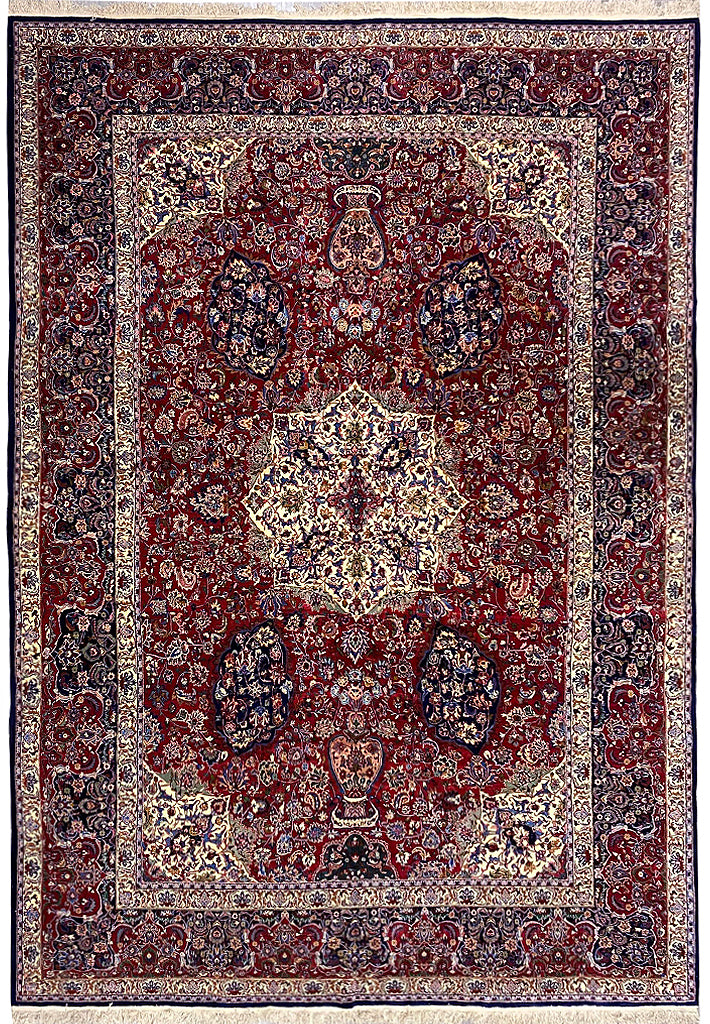 11.2 x 16.6 Fine Wool and Silk on Silk Foundation Handmade Rug #FPIX-5552