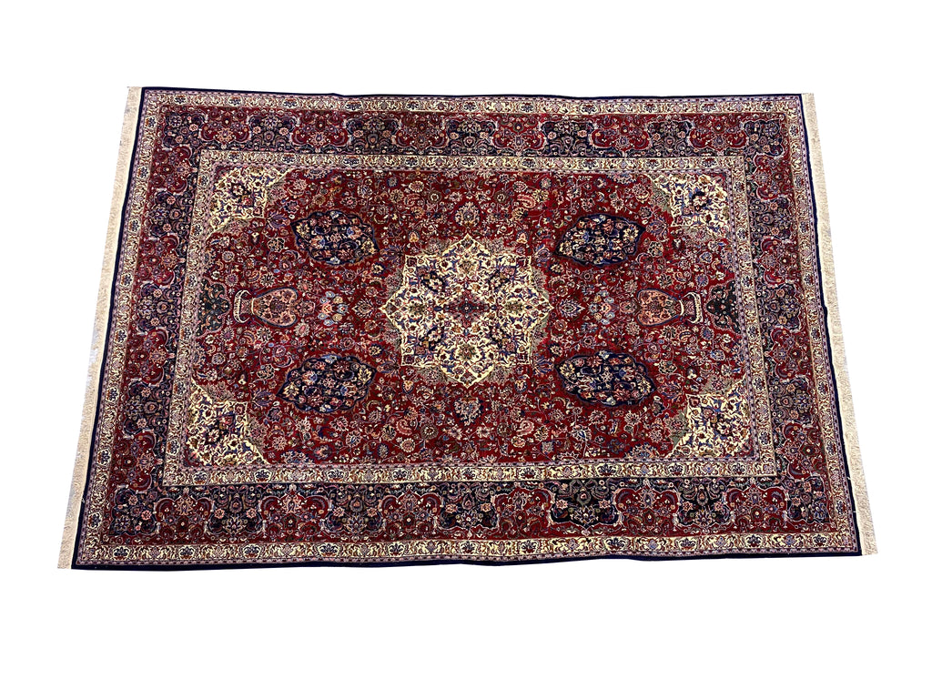 11.2 x 16.6 Fine Wool and Silk on Silk Foundation Handmade Rug #FPIX-5552