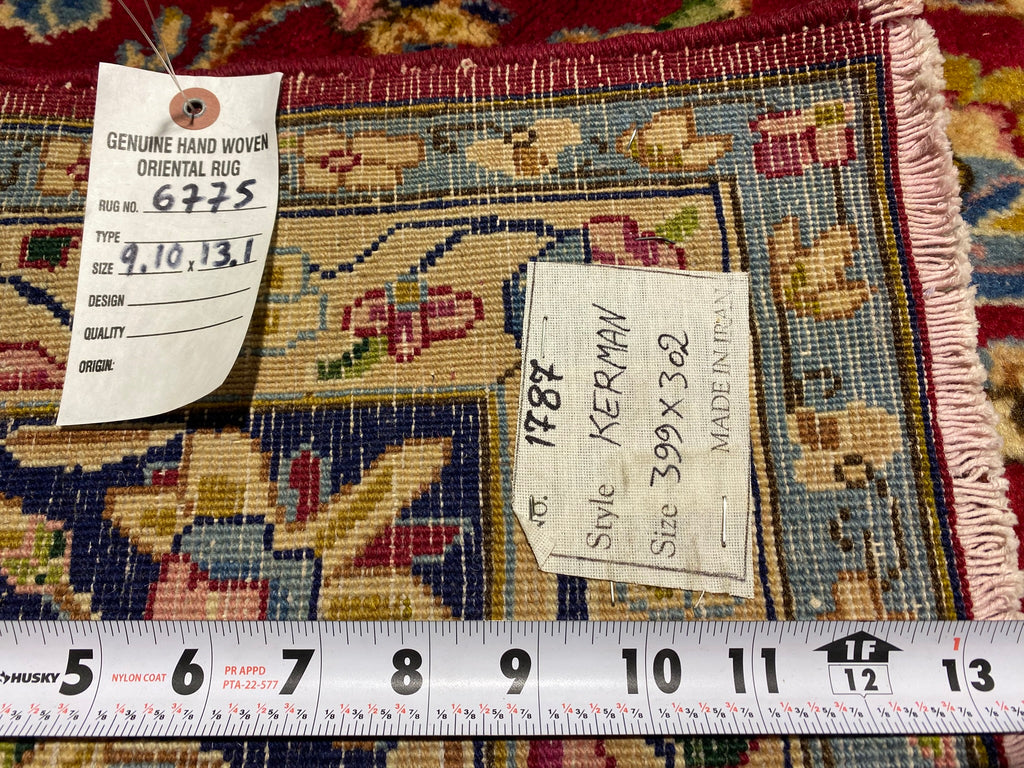 9.10 x 13.1 Perfect Condition Semi-Antique 1980's Persian Kerman Lavar Rug #F-6775