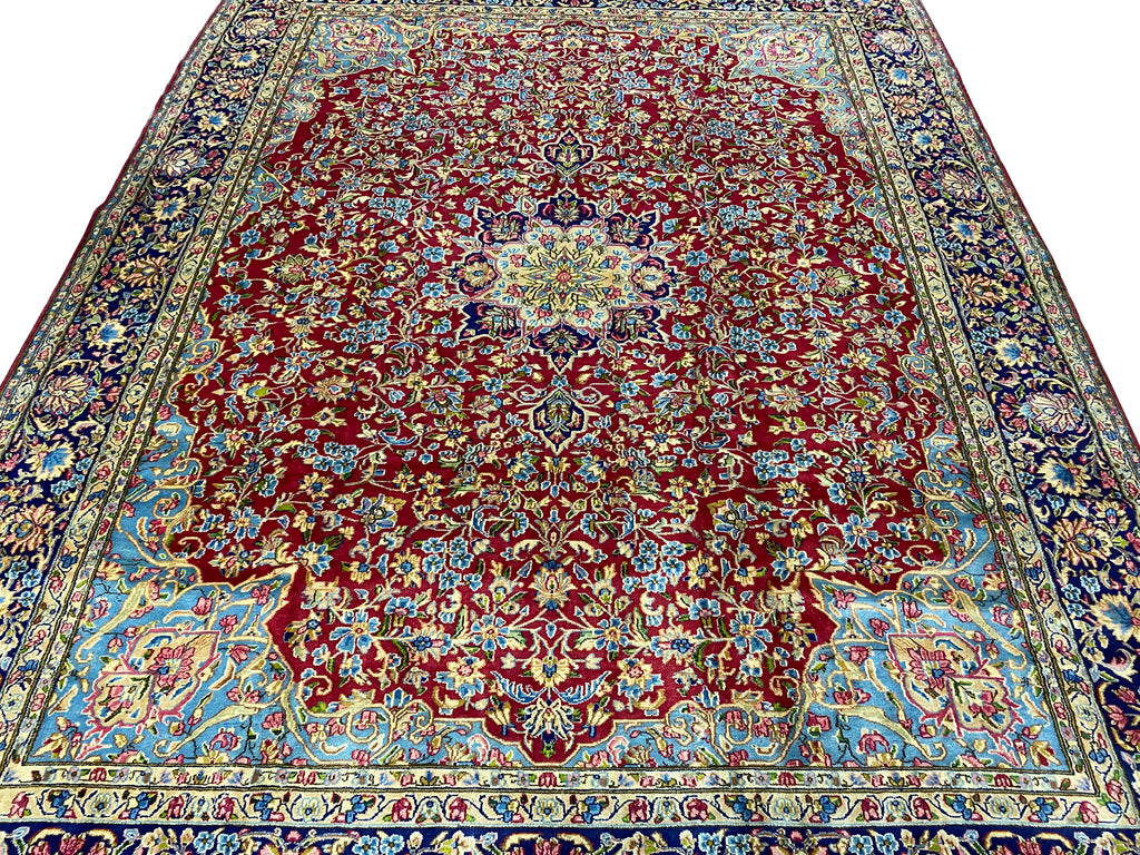 9.10 x 13.1 Perfect Condition Semi-Antique 1980's Persian Kerman Lavar Rug #F-6775