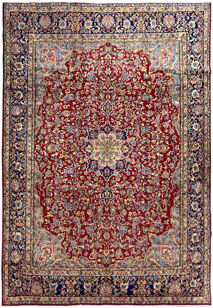 9.10 x 13.1 Perfect Condition Semi-Antique 1980's Persian Kerman Lavar Rug #F-6775