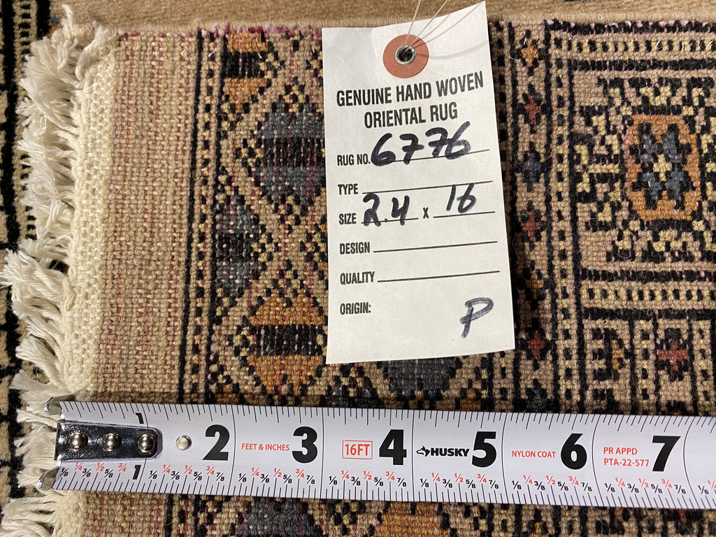 16' Feet Long Runner Handmade Pakistan Bokhara Soft Neat Silky Wool BEIGE Rug #F-6776