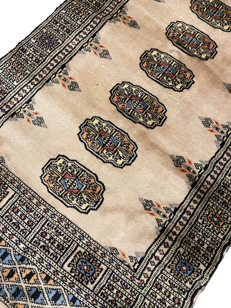 16' Feet Long Runner Handmade Pakistan Bokhara Soft Neat Silky Wool BEIGE Rug #F-6776