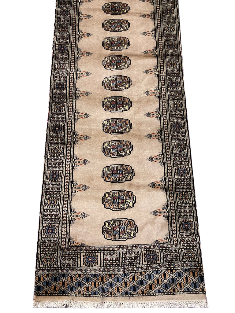 16' Feet Long Runner Handmade Pakistan Bokhara Soft Neat Silky Wool BEIGE Rug #F-6776