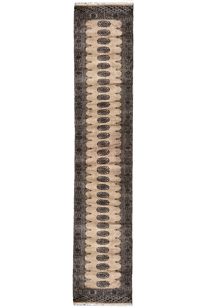 16' Feet Long Runner Handmade Pakistan Bokhara Soft Neat Silky Wool BEIGE Rug #F-6776
