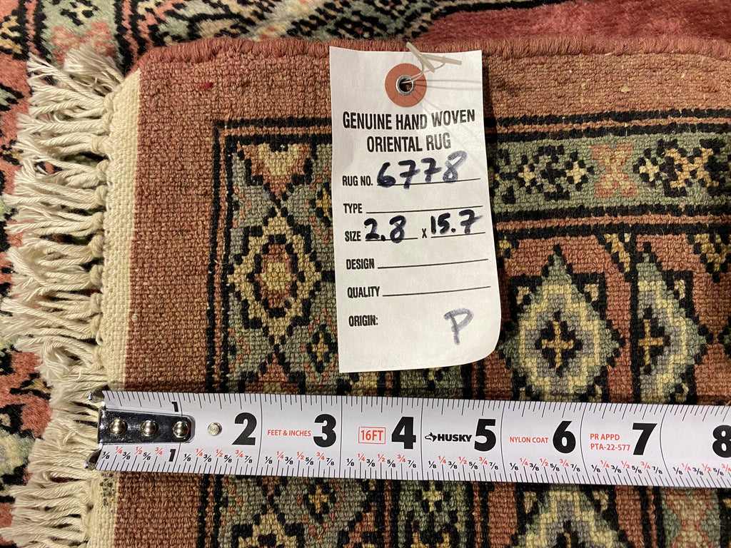 16' Feet Long Runner Handmade Pakistan Bokhara Soft neat Silky Wool SALMON #F-6778