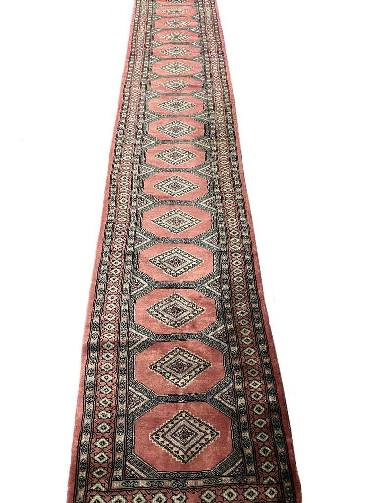 16' Feet Long Runner Handmade Pakistan Bokhara Soft neat Silky Wool SALMON #F-6778