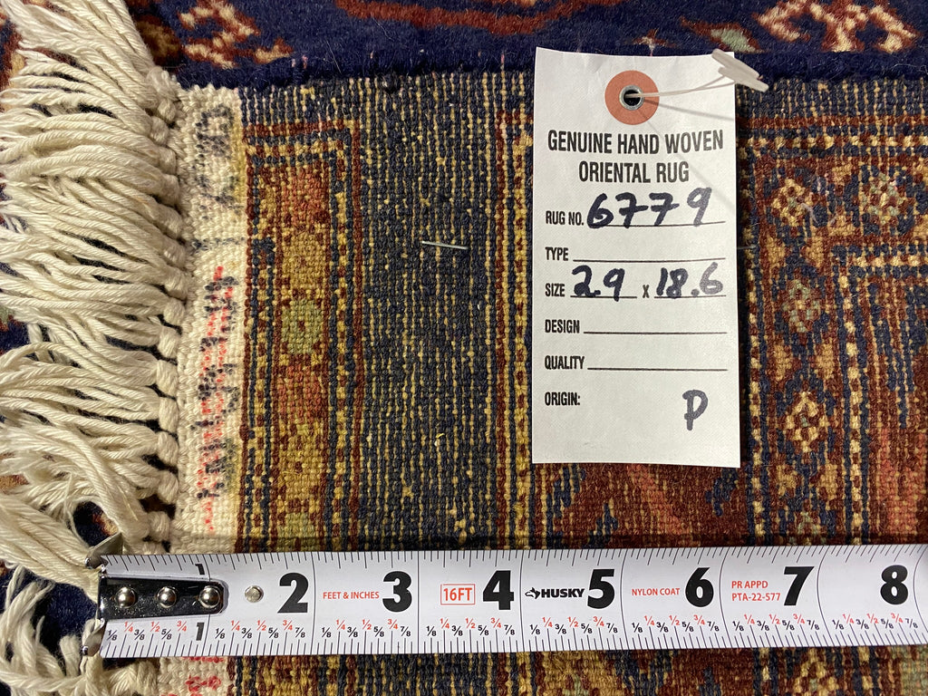 18' Feet Long Bokhara runner Handmade Pakistan NAVY BLUE #F-6779