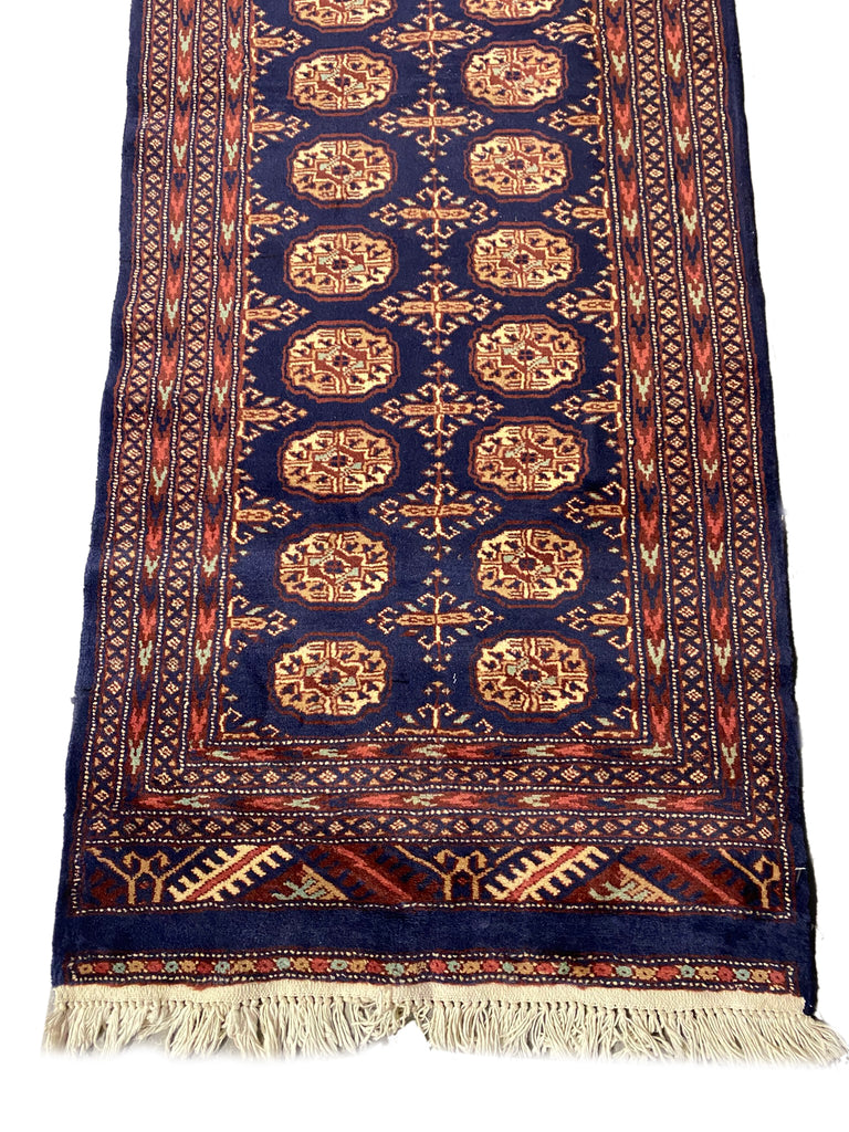 18' Feet Long Bokhara runner Handmade Pakistan NAVY BLUE #F-6779